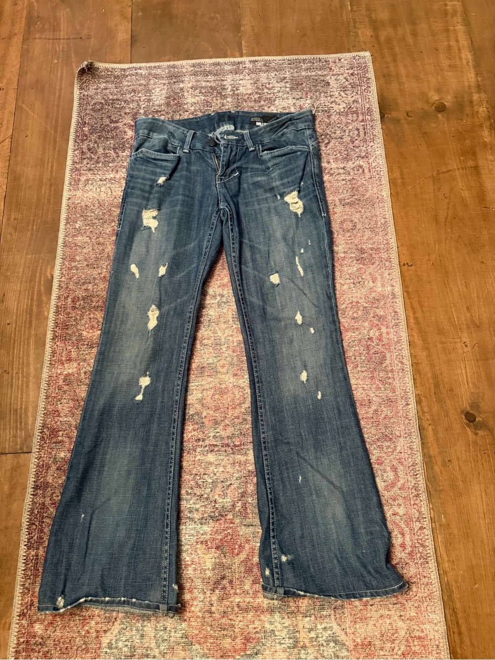 William Rast Distressed Wide-Leg Jeans - Blue